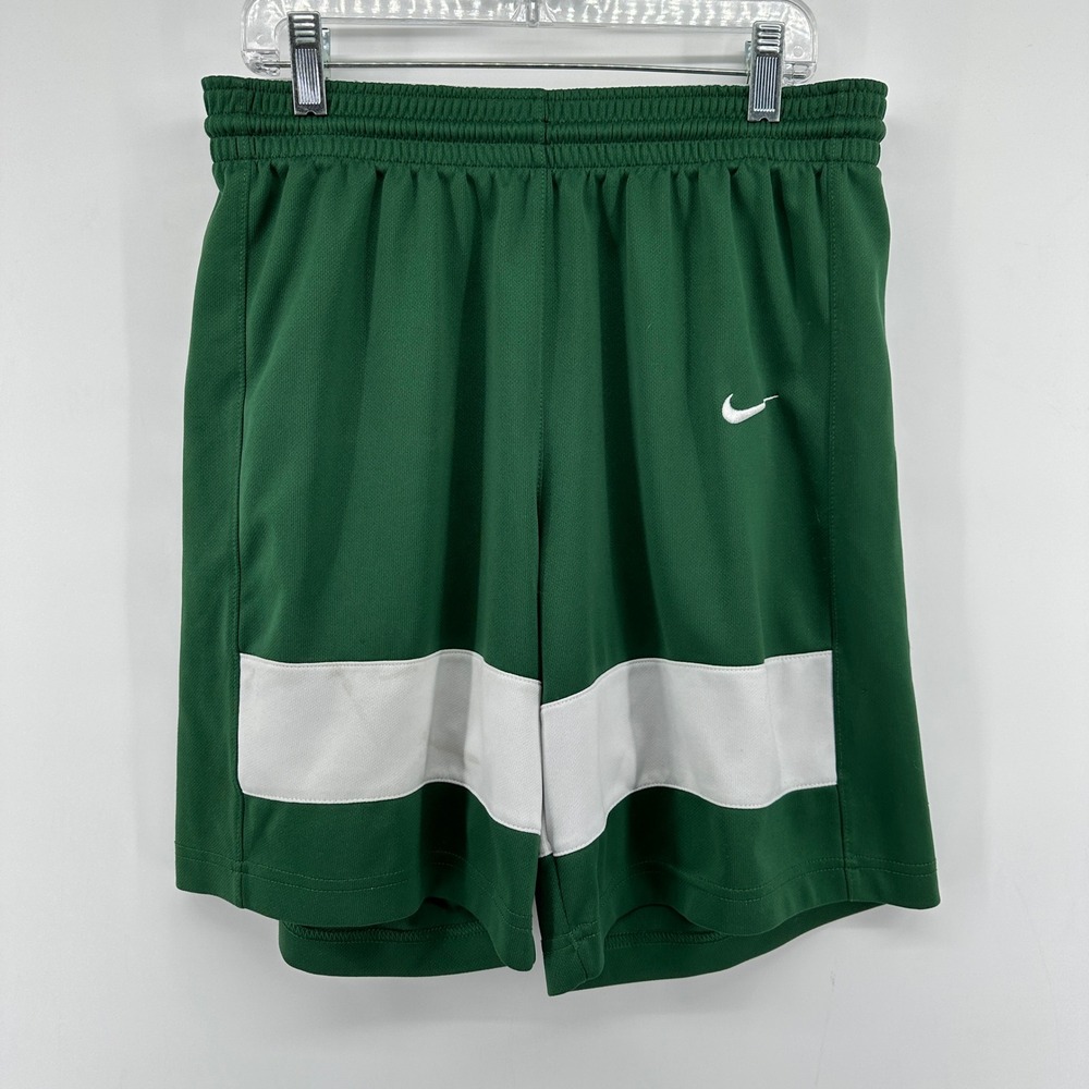 Nike Men's Athletic Shorts Green with White Stripe